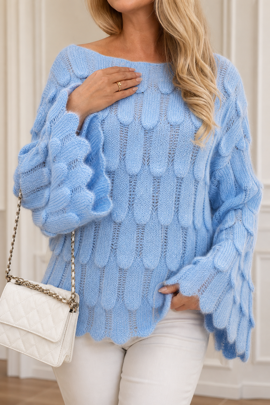 Wearbella – Sweter z wycięciami w liście, oversize