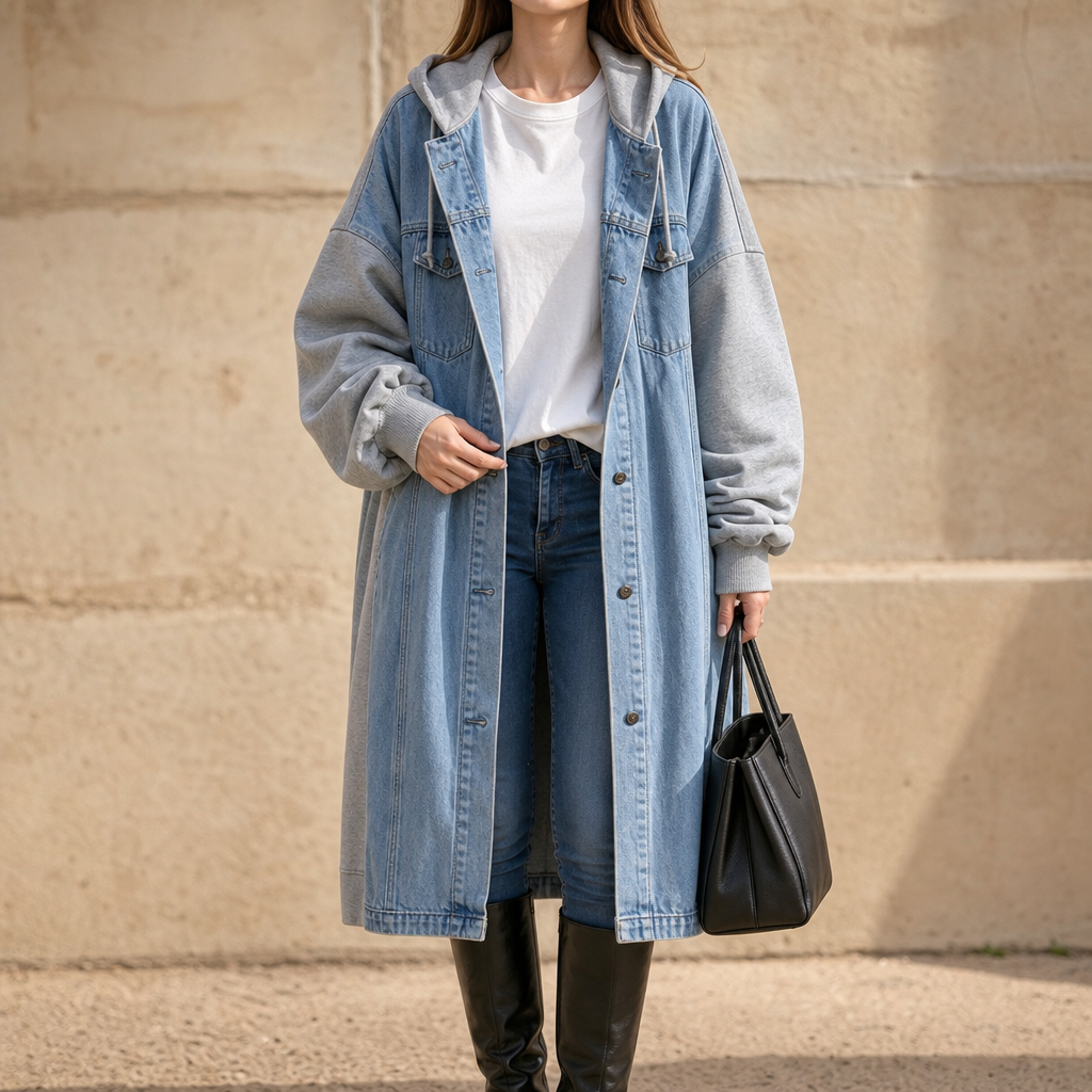 Denimova – Kurtka z kapturem w stylu washed denim