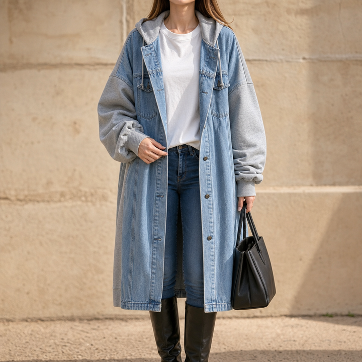 Denimova – Kurtka z kapturem w stylu washed denim
