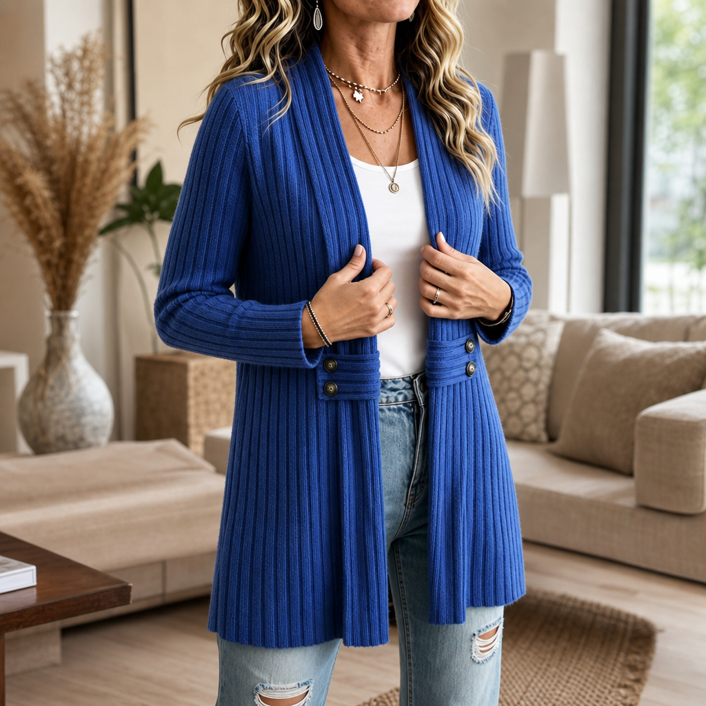 Wearbella – Kardigan z prążkowanej dzianiny z otwartym przodem