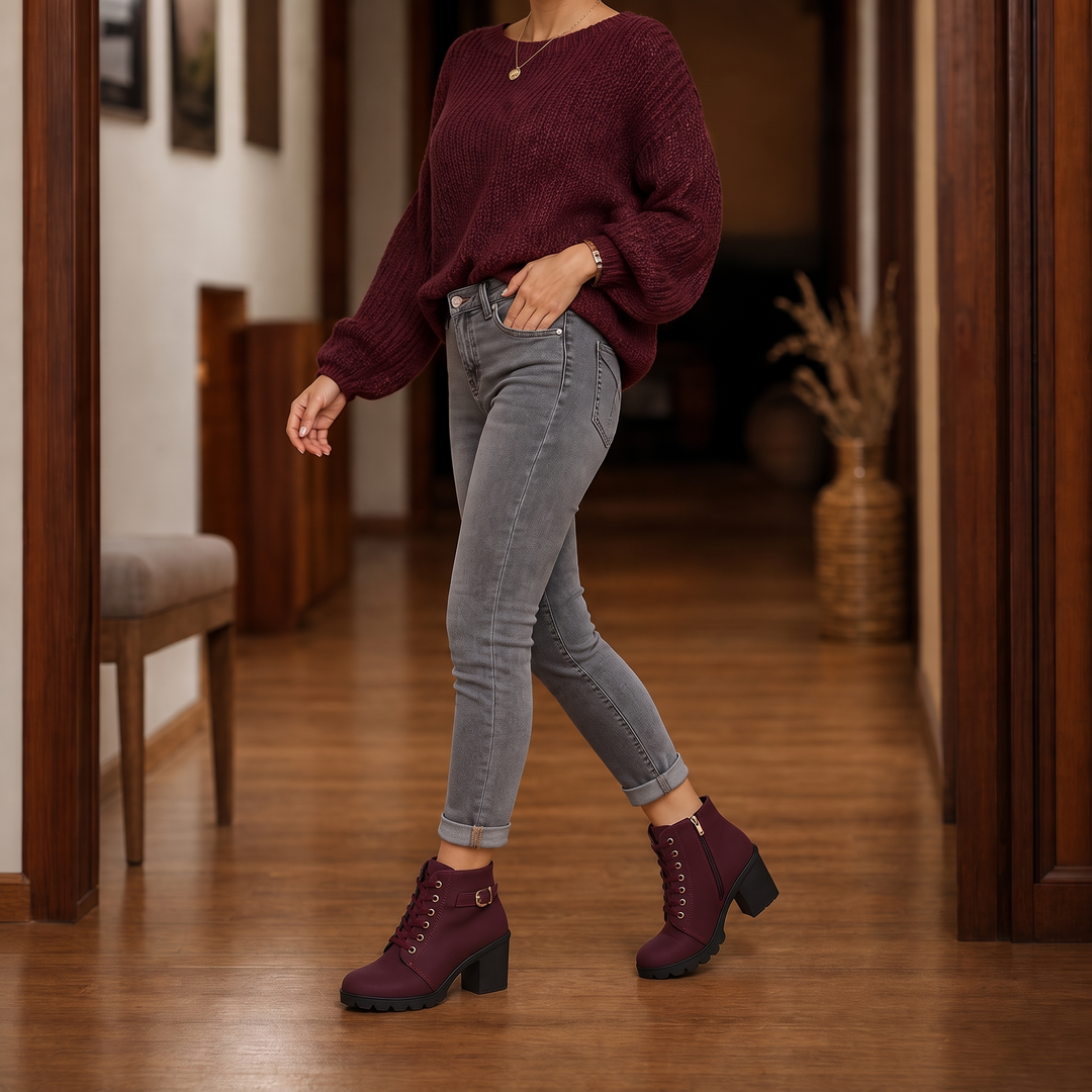 Buckle &amp; Bold – Botki na obcasie z wiązaniem