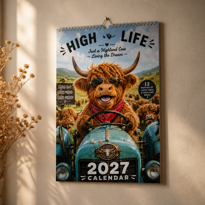 Mootsy – Kalendarz Ścienny z Highland Cow na 2027 rok