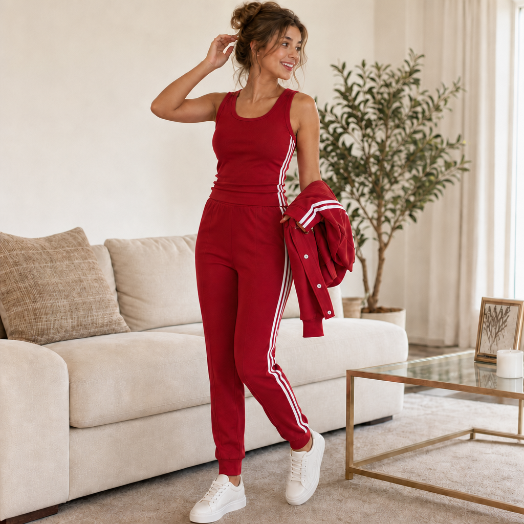 Wearbella – Zestaw 3-częściowy: Krótka kurtka, top i spodnie dresowe