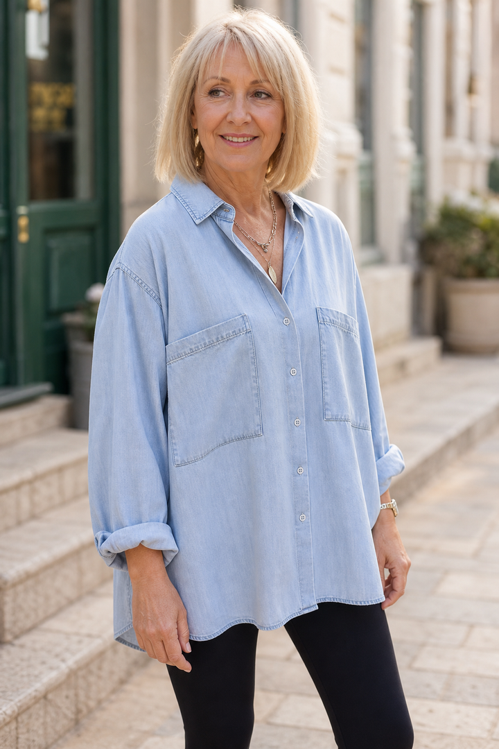 Wearbella – Przesadnie Duża, Miękka Koszula z Dżinsu Chambray