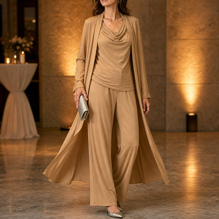 Wearbella – Zestaw kardiganu z kołnierzem i spodniami o szerokich nogawkach