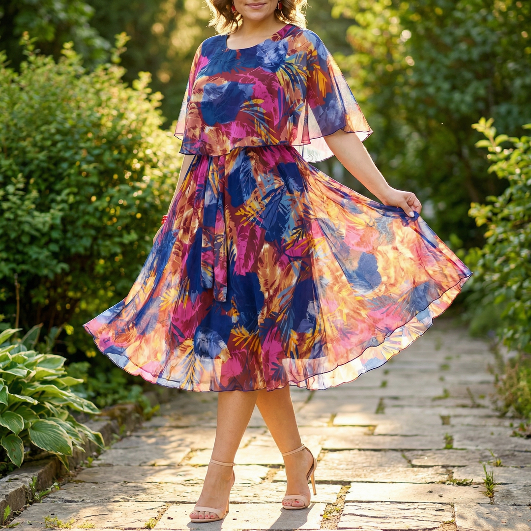 Floressa – Zwiewna Sukienka Midi z Podszewką z Chiffonu