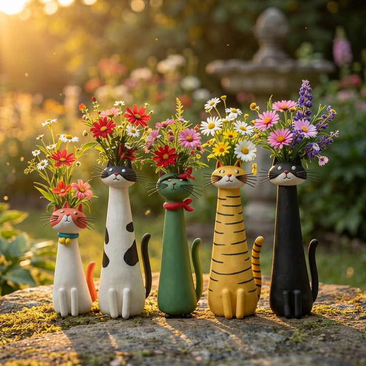 Felina – Ręcznie robiony ceramiczny wazon na kwiaty w kształcie kota