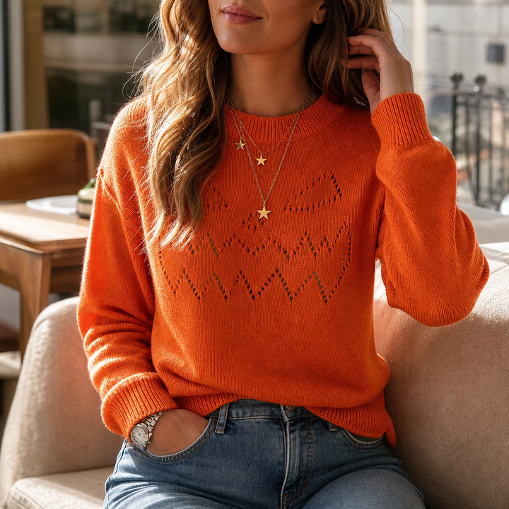 Hearthcott – Sweter z dzianiny z ażurowymi dyniami