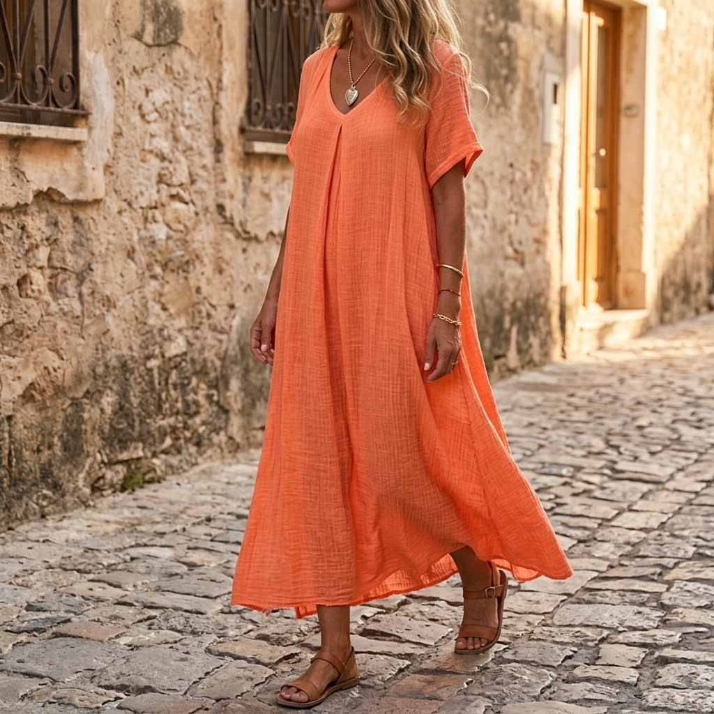 Lunessa – Letnia sukienka damska w stylu lnianym
