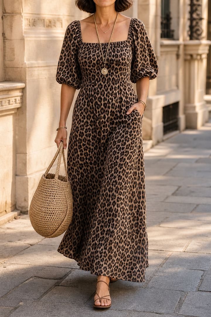 Wearbella – Sukienka Maxi w Lwa w Kolorze Kawy