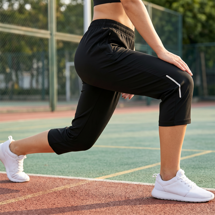 Movella – Damskie legginsy typu capri z elastycznym dopasowaniem i zamkami błyskawicznymi