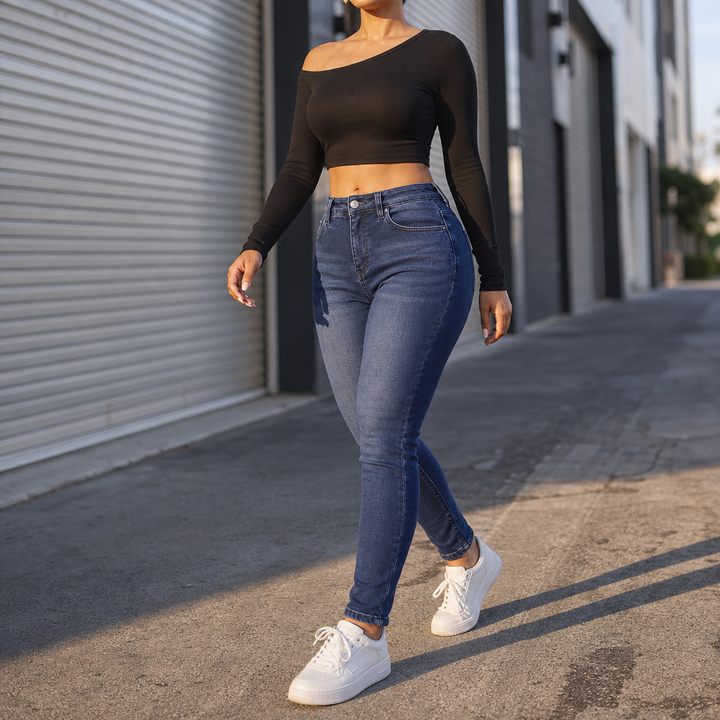 Plushden – Dżinsy Skinny z Fleecką w Środku