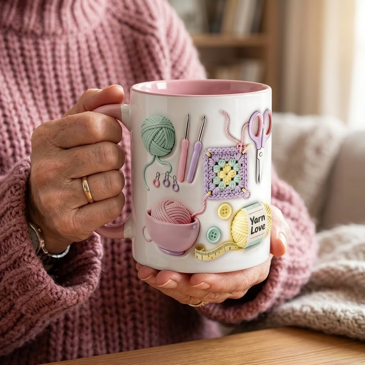 Yarnlove – kubek do rękodzieła 3D dla dziewiarek i szydełkujących