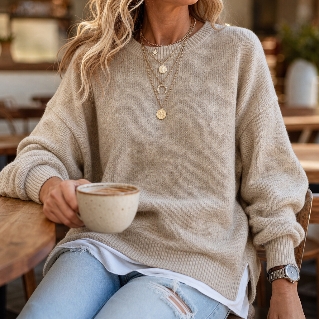 Wearbella – Sweter z opadającymi ramionami i lampionowymi rękawami