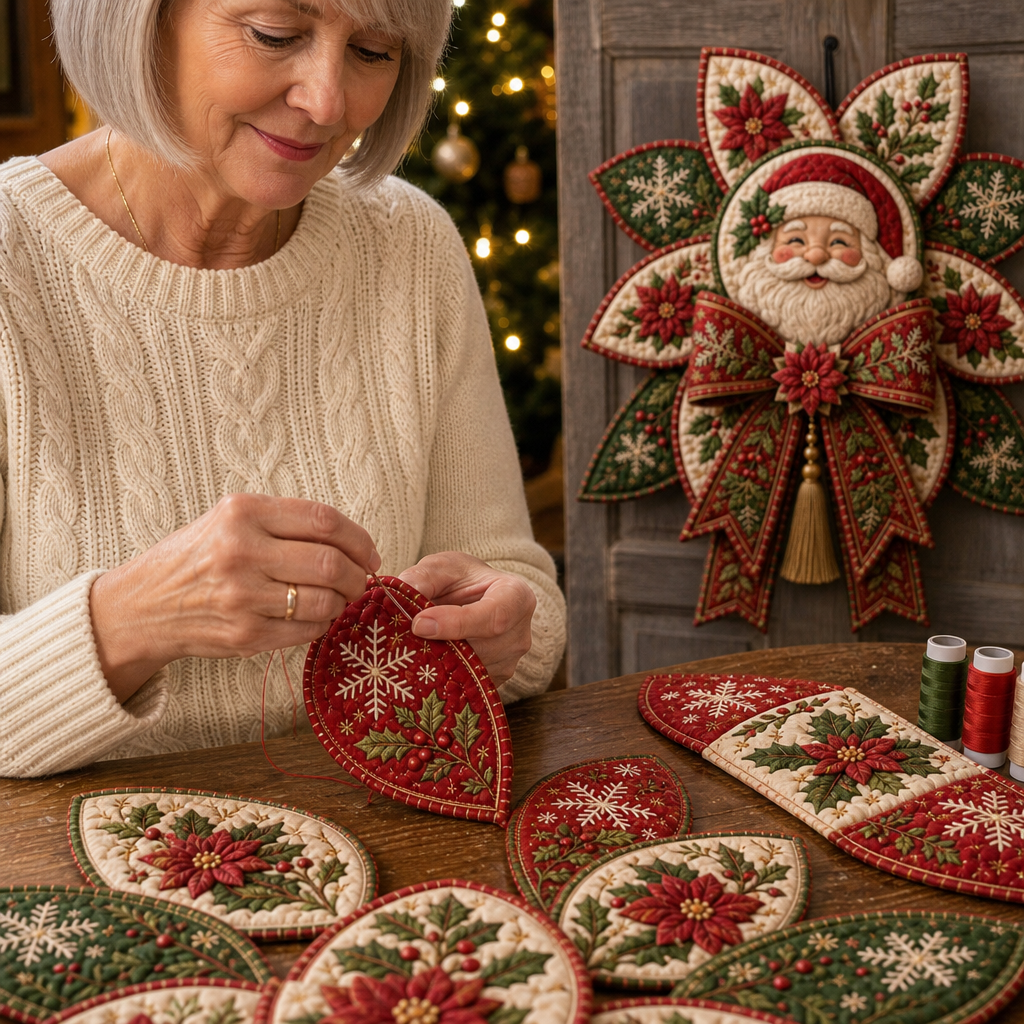 Zestaw do szycia Stitchmas Bow – Zrób to sam Zestaw do szycia ozdoby Mikołaja