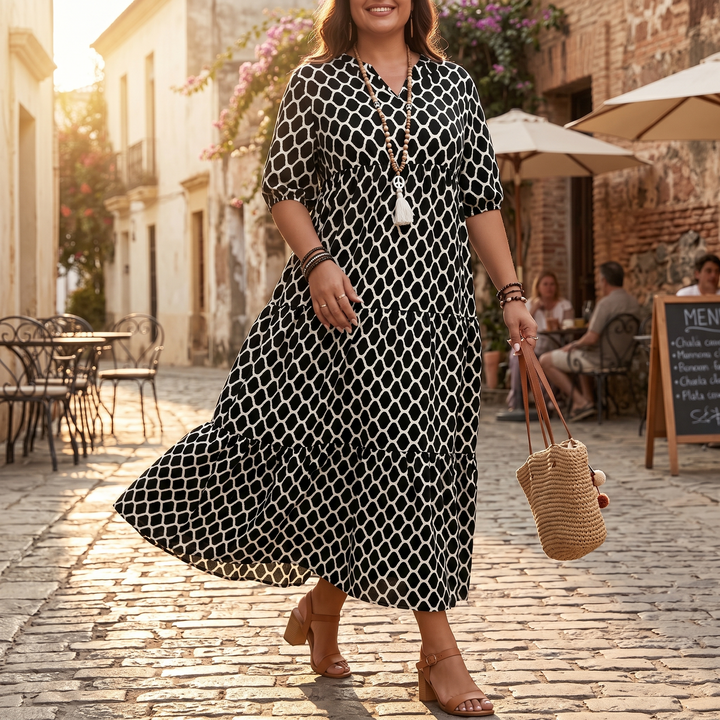 Curvella – Długa Sukienka Boho dla Kobiet z Kieszeniami
