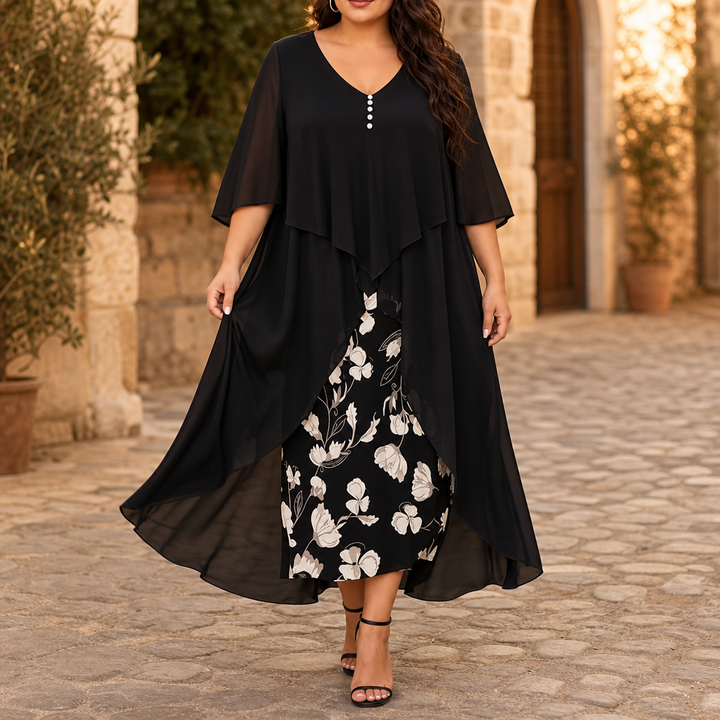 Wearbella – Sukienka z asymetrycznym dołem z chifonu w stylu faux dwuczęściowym