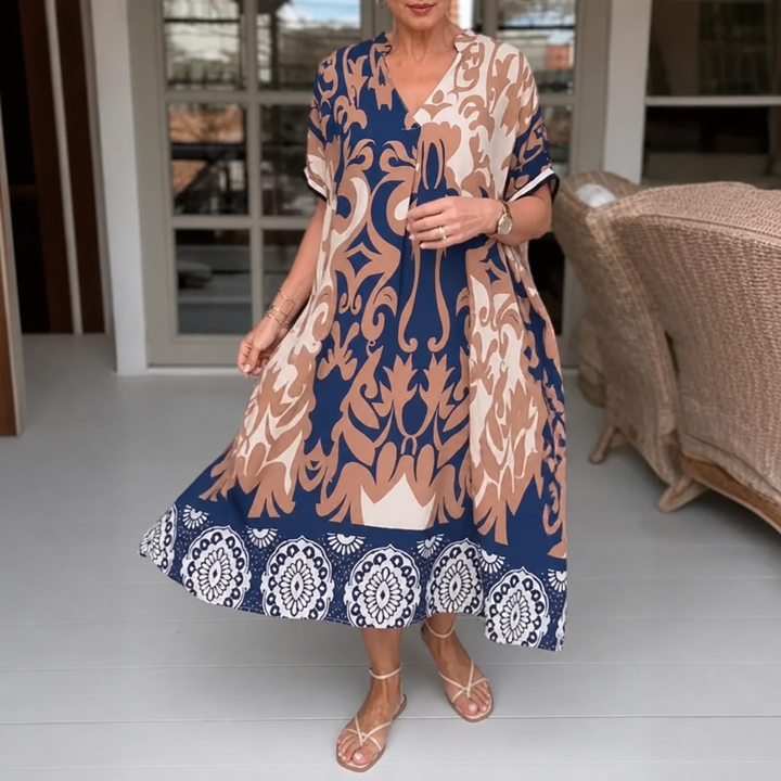 Wearbella – Luźna sukienka midi z dekoltem w kształcie litery V