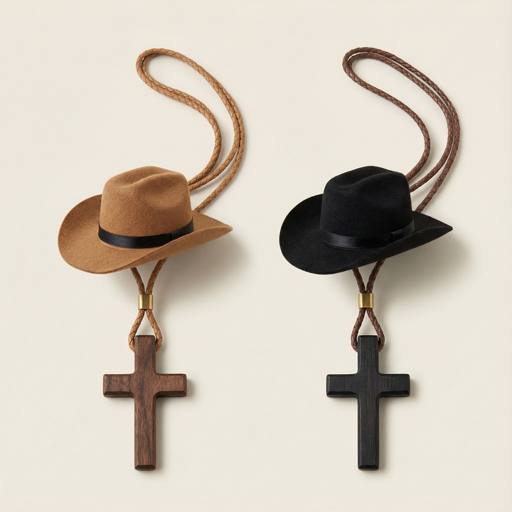 Saddle Cross – Zawieszka z Kapeluszem Kowbojskim i Krzyżem