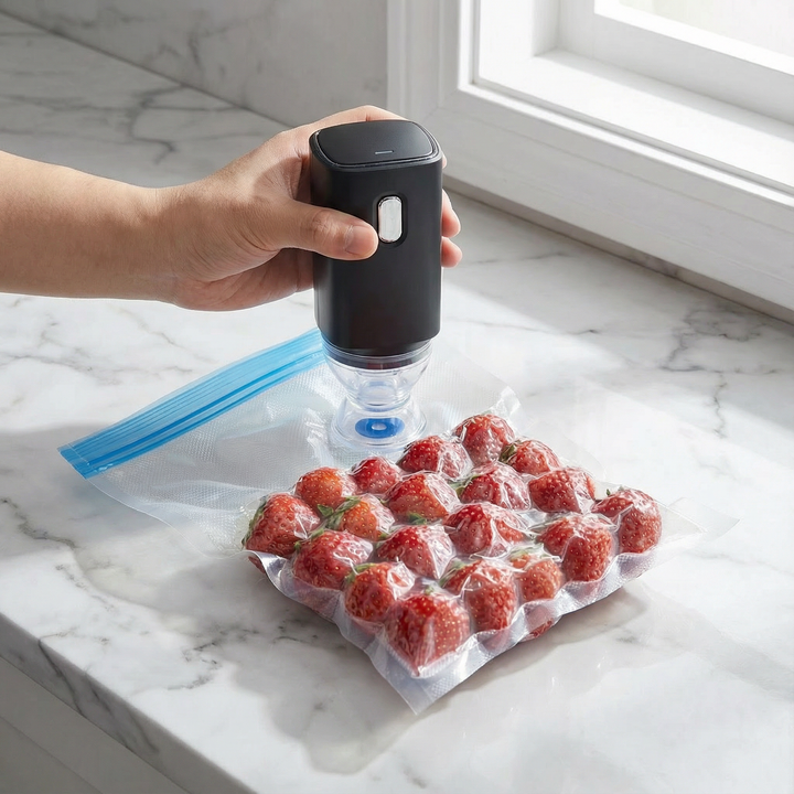 Freshvault – Ręczna Zgrzewarka Próżniowa z 30 Wielokrotnymi Workami Próżniowymi (4 Rozmiary)