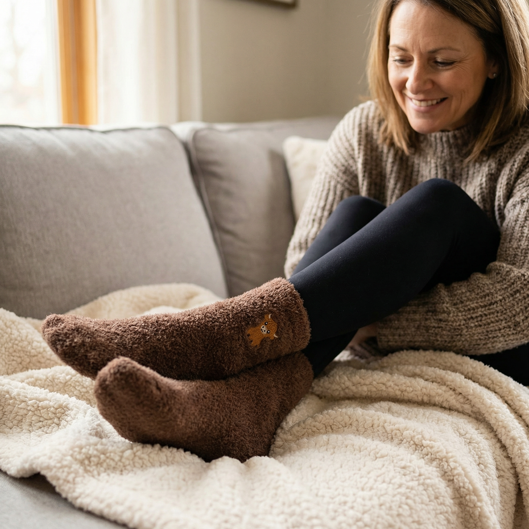 Cozymoo – Skarpety z Fuzzy Highland Cow