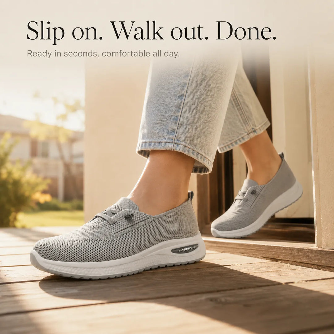 Stelora – Dzianinowe Sneakersy Slip On dla kobiet, Amortyzowane Buty do Codziennego Chodzenia