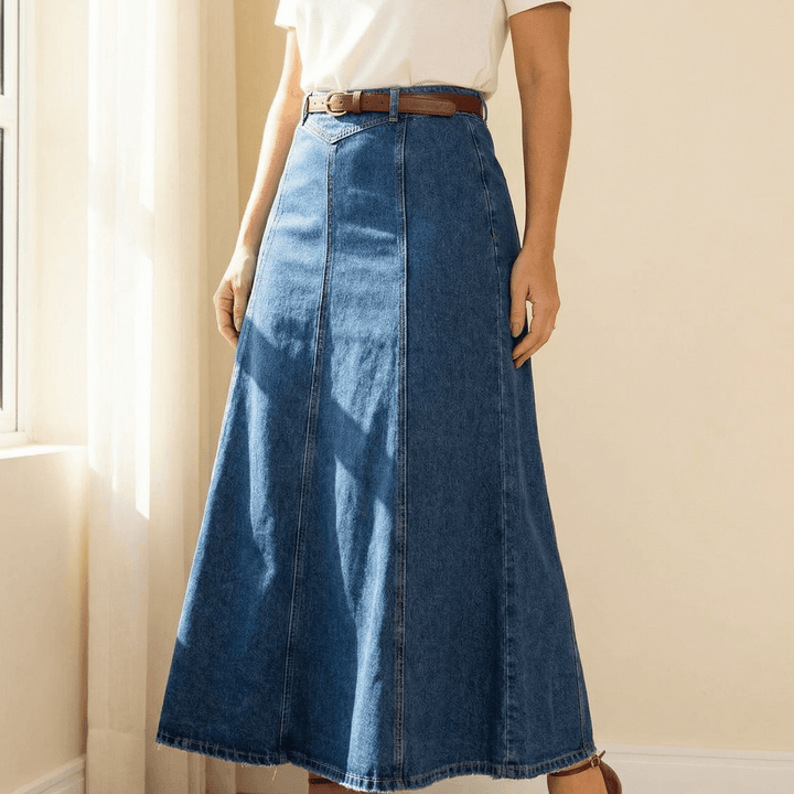Levara – Wspaniała spódnica maxi z denimu o wysokim stanie