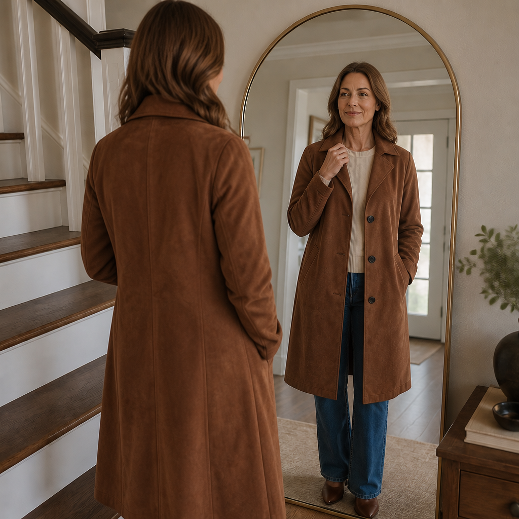 Draperie – Suede Trench, Który Porusza Się Razem z Tobą, a Nie Wokół Ciebie