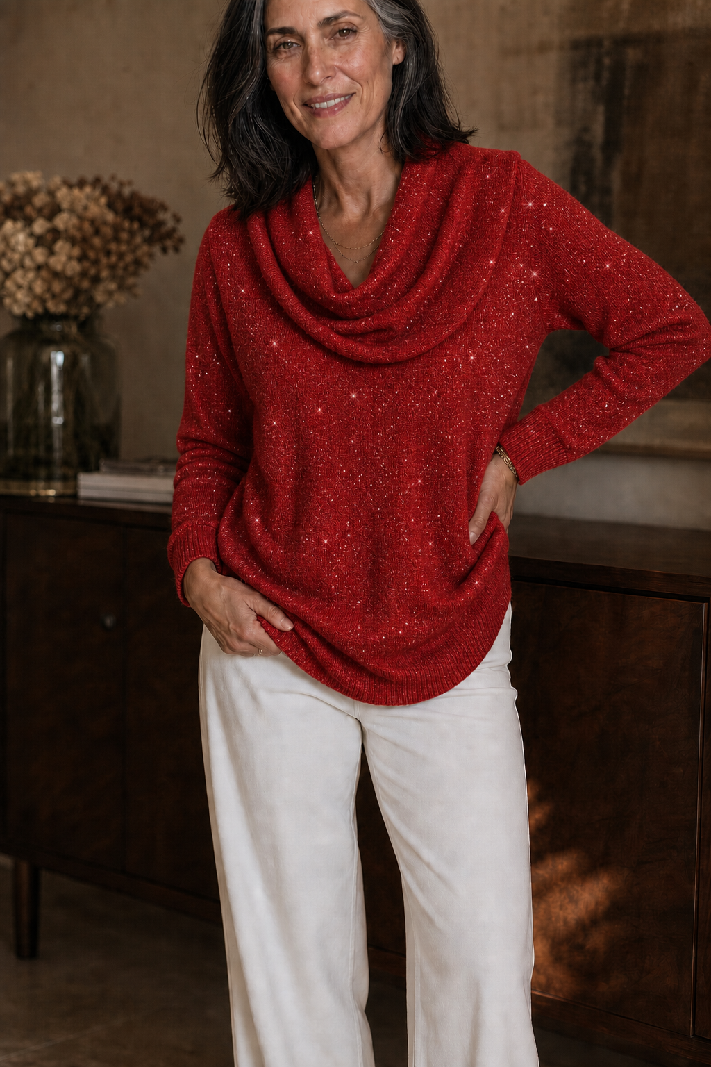 Sparkle – Długi top z dekoltem w łódkę