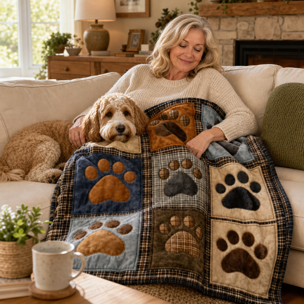 Pawhaven – Drukowany Koc Fleece w Wzór Łap