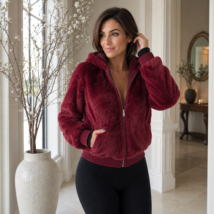 Wearbella – Kurtka z kapturem z sztucznego futra na zamek