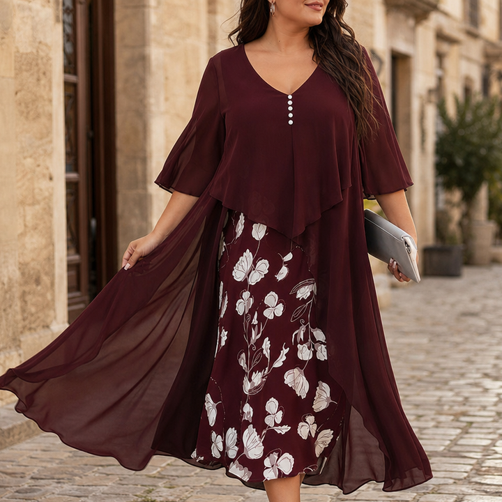 Wearbella – Sukienka z asymetrycznym dołem z chifonu w stylu faux dwuczęściowym