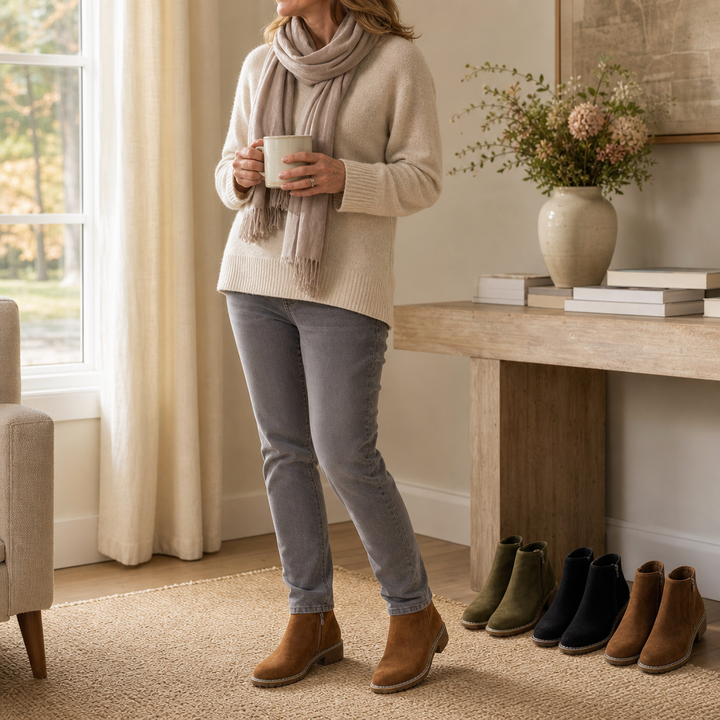 Wearbella – Zamszowe botki na kostkę z podszewką z sztucznego baranka