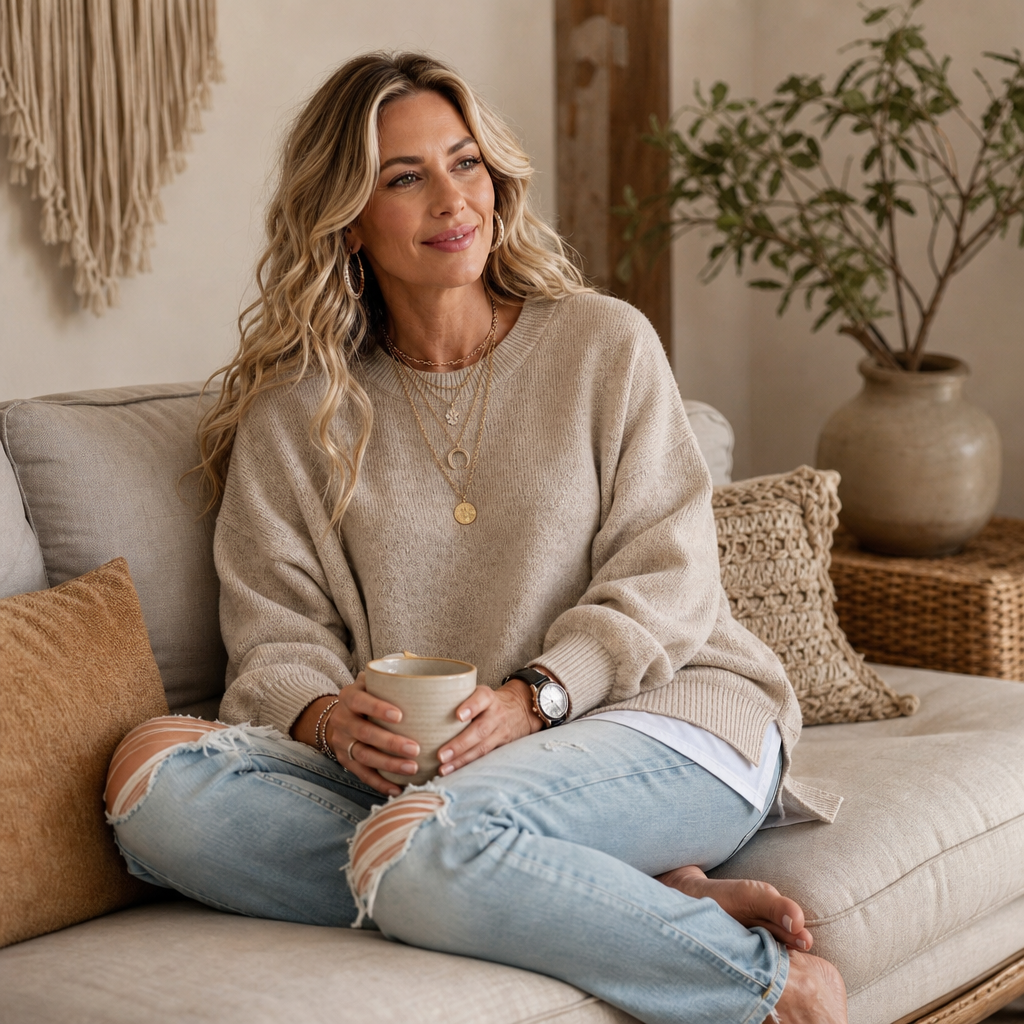 Wearbella – Sweter z opadającymi ramionami i lampionowymi rękawami