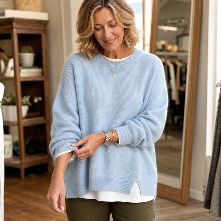 Layerlyn – Sweter w warstwy z kontrastowym wykończeniem