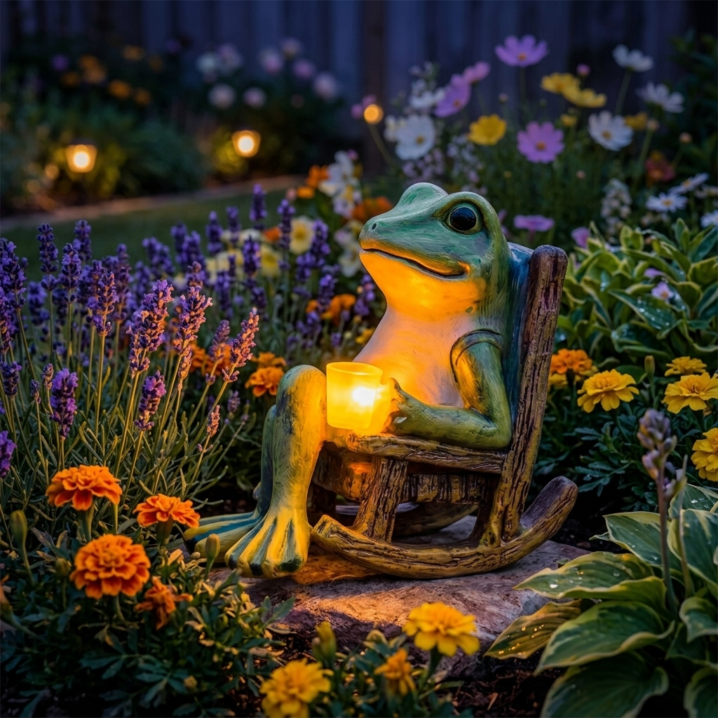 Glowfrog - świecąca żaba ogrodowa w bujanym fotelu