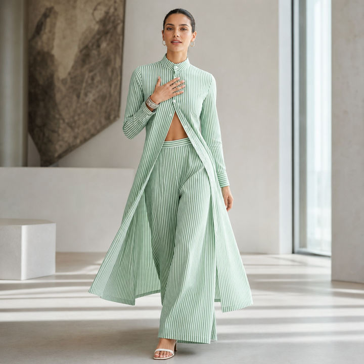 Wearbella – Zestaw koszuli w paski i spodni z szerokimi nogawkami
