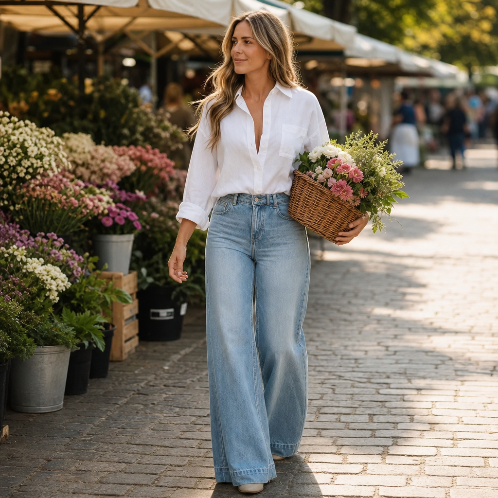 Lenglia – Dżinsy z wysokim stanem i szerokimi nogawkami w vintage&