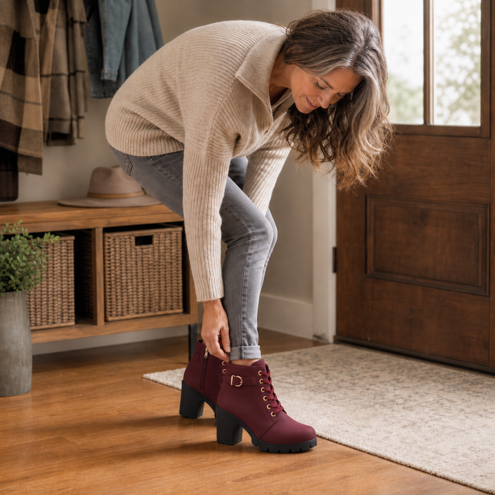 Buckle &amp; Bold – Botki na obcasie z wiązaniem