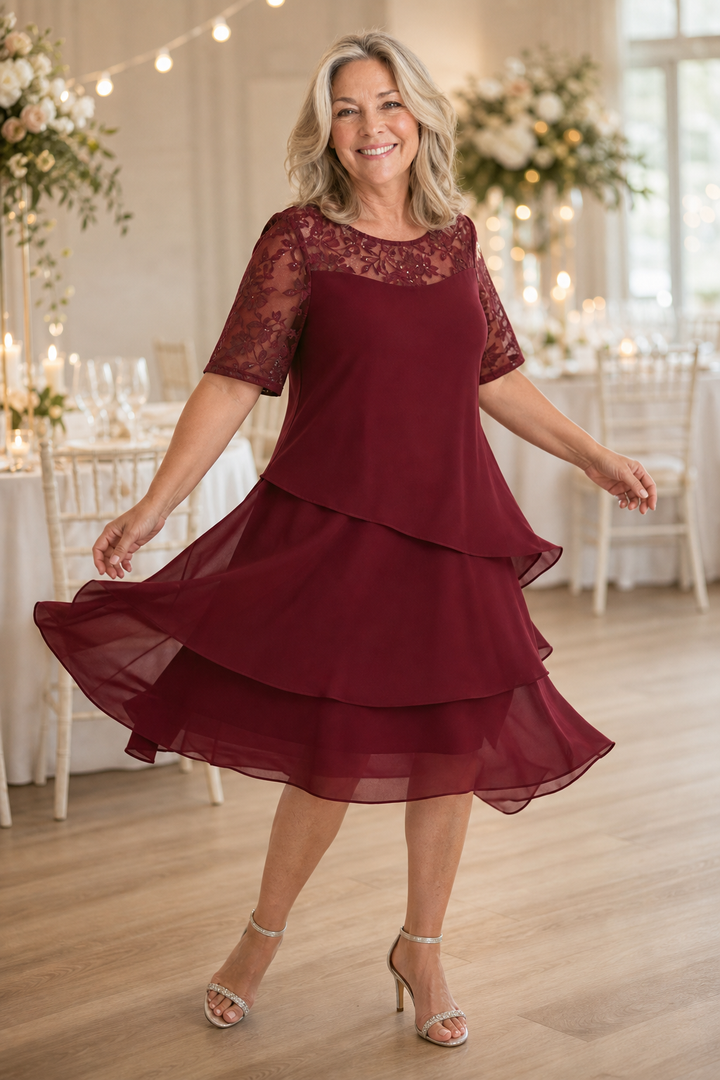 Wearbella – Sukienka midi z koronkowym dekoltem i wysokim stanem