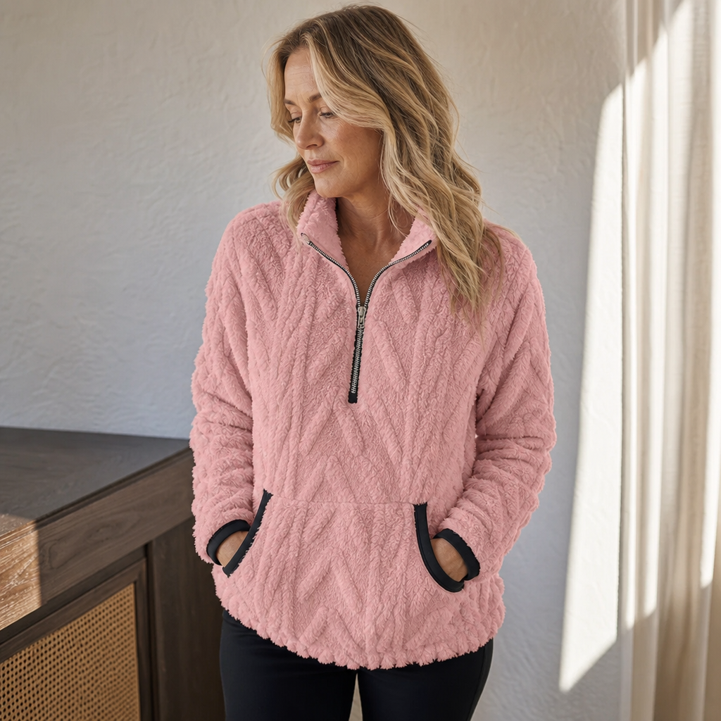Lunelle – Pluszowy Polar z Pół-Zipem i Kieszenią Kangurką