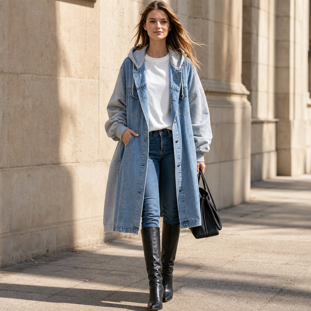 Denimova – Kurtka z kapturem w stylu washed denim
