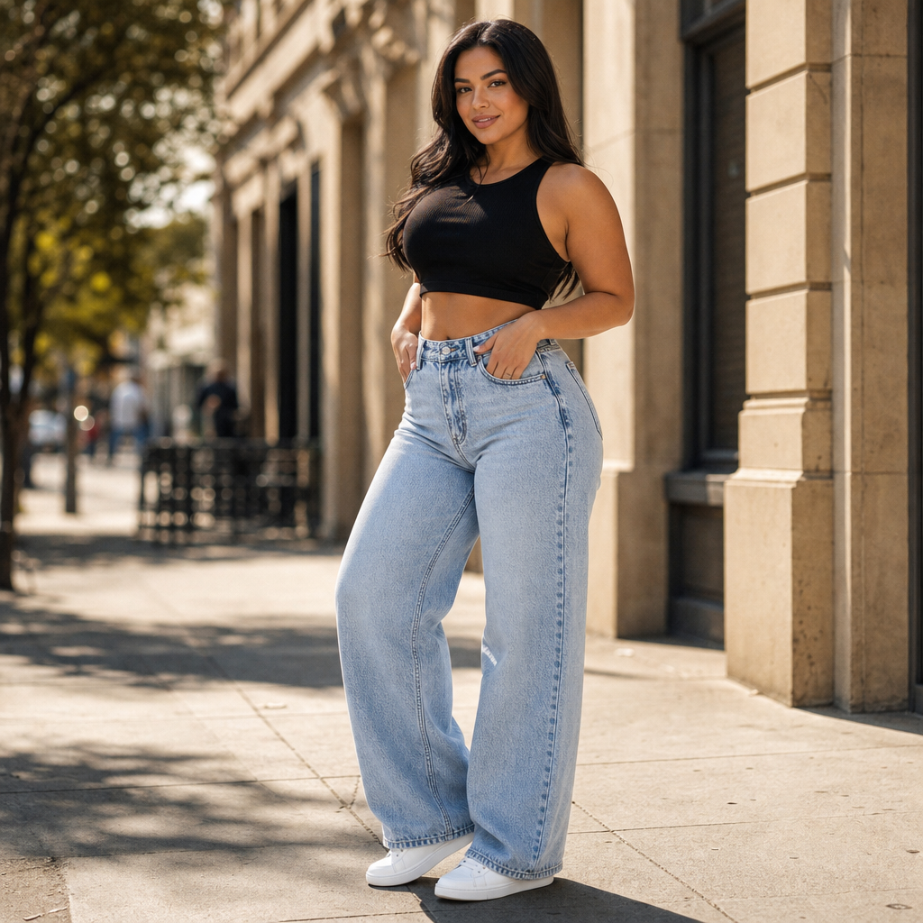 Vela Denim – Jeansy o wysokim stanie i prostych nogawkach