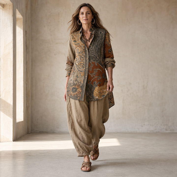Wovana Set – Zestaw Tuniki i Spodni w Stylu Boho