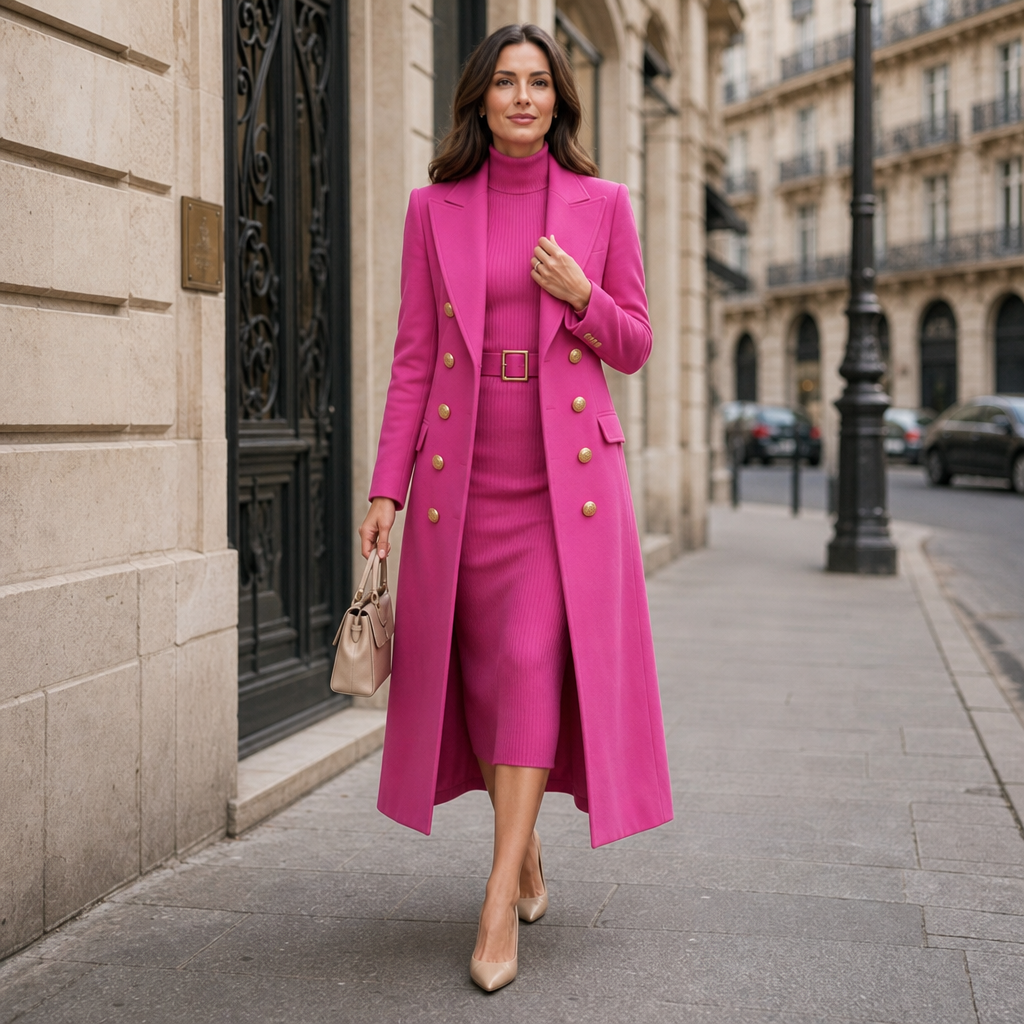 Wearbella – Płaszcz wełniany w stylu podwójnego zapięcia