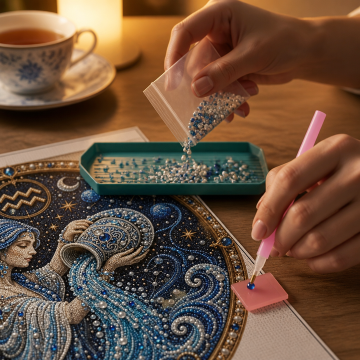 Pearlume – Zestaw do tworzenia mozaiki z 3D perłami zodiaku