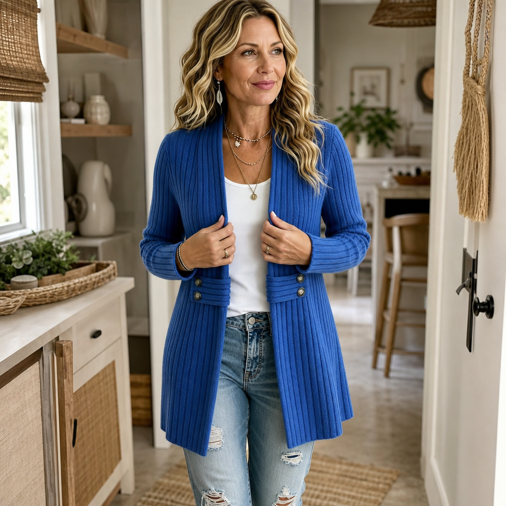 Wearbella – Kardigan z prążkowanej dzianiny z otwartym przodem