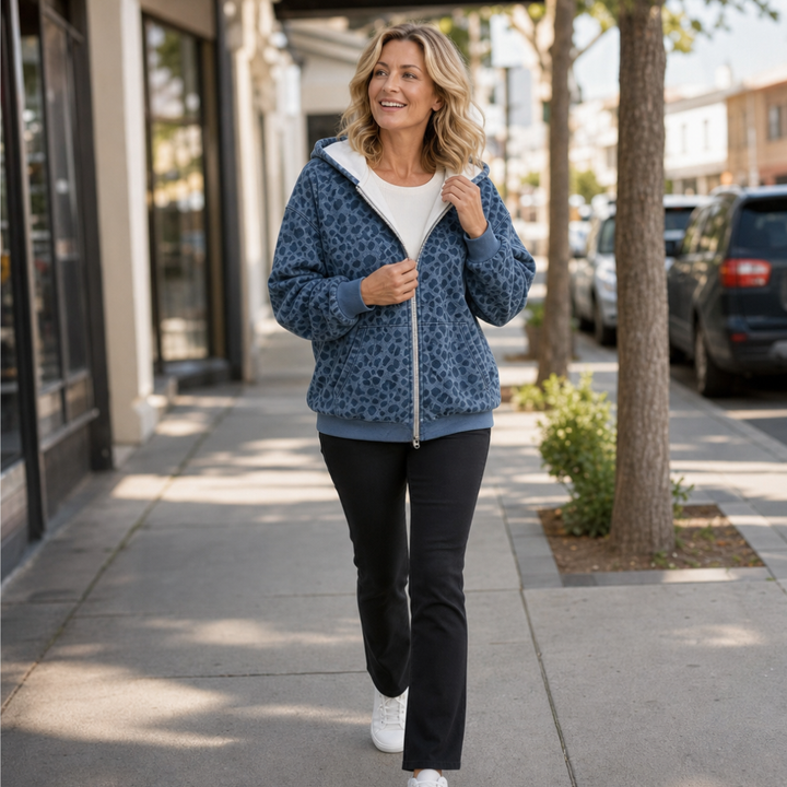 Wearluxe – Bluza z kapturem z nadrukiem w panterkę