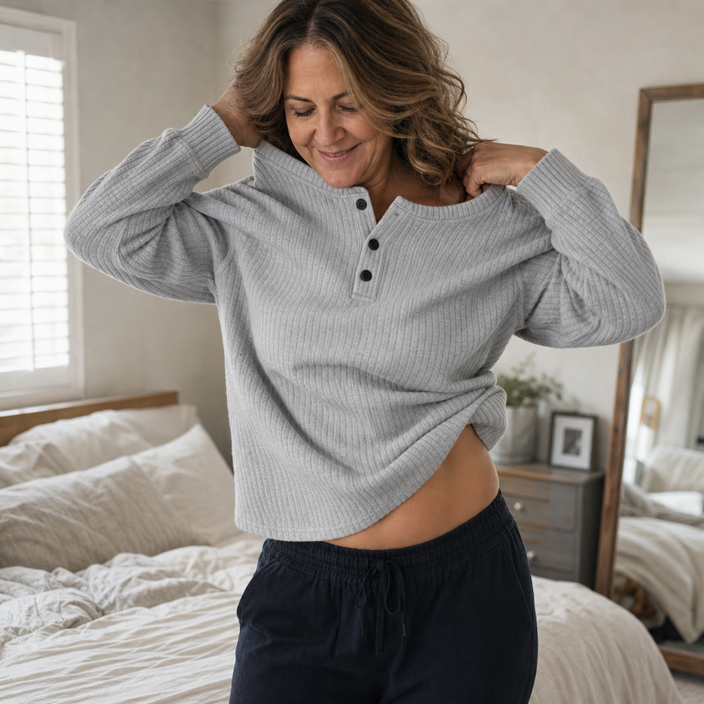 Wearla – Żebrowany top typu Henley z dzianiny waffle