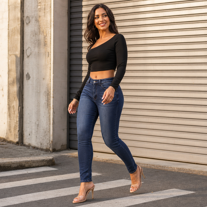 Plushden – Dżinsy Skinny z Fleecką w Środku